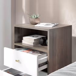 HOMCOM Bedside Tables Set of 2, Modern Nightstand with 2 Drawers and Open Cubby - Additional view 7
