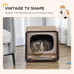 PawHut TV Shape Cat Scratching Board with Catnip, for Indoor Cats, Brown