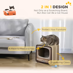 PawHut TV Shape Cat Scratching Board with Catnip, for Indoor Cats, Brown - Additional view 4