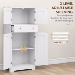 HOMCOM Kitchen Cupboard Kitchen Cabinet with Drawer and Adjustable Shelf White - Additional view 4