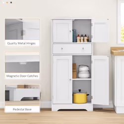 HOMCOM Kitchen Cupboard Kitchen Cabinet with Drawer and Adjustable Shelf White - Additional view 6