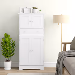 HOMCOM Kitchen Cupboard Kitchen Cabinet with Drawer and Adjustable Shelf White - Additional view 7