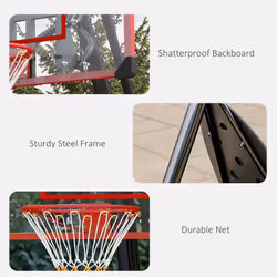 SPORTNOW Adjustable Basketball Hoop with Weighted Base, 2.4-2.9m, Red - Additional view 6