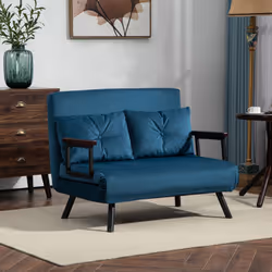 HOMCOM Click Clack 2 Seater Sofa Bed for Living Room, Guest Room, Blue