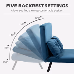 HOMCOM Click Clack 2 Seater Sofa Bed for Living Room, Guest Room, Blue