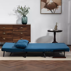 HOMCOM Click Clack 2 Seater Sofa Bed for Living Room, Guest Room, Blue - Additional view 4