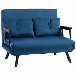 HOMCOM Click Clack 2 Seater Sofa Bed for Living Room, Guest Room, Blue - Additional view 7