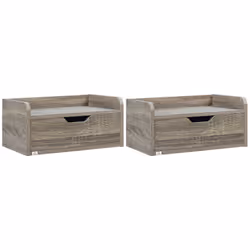 HOMCOM Floating Nightstand Set of 2, Nightstand with Drawer, Grey - Additional view 8