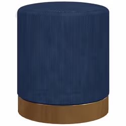 HOMCOM Modern Round Footstool, Fabric Upholstered Foot Rest, Dark Blue - Additional view 6