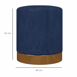 HOMCOM Modern Round Footstool, Fabric Upholstered Foot Rest, Dark Blue - Additional view 7