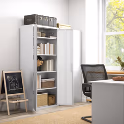 HOMCOM Lockable Metal Cabinet with 2 Doors, File Cabinet for Home Office, White