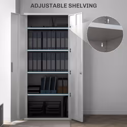 HOMCOM Lockable Metal Cabinet with 2 Doors, File Cabinet for Home Office, White