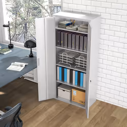 HOMCOM Lockable Metal Cabinet with 2 Doors, File Cabinet for Home Office, White - Additional view 5