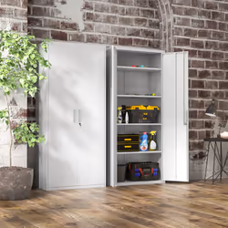 HOMCOM Lockable Metal Cabinet with 2 Doors, File Cabinet for Home Office, White - Additional view 6