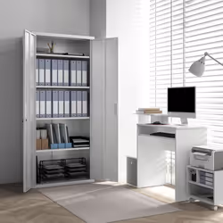 HOMCOM Lockable Metal Cabinet with 2 Doors, File Cabinet for Home Office, White - Additional view 8