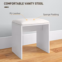 HOMCOM Dressing Table with Mirror and Stool, Makeup Desk for Bedroom, White - Additional view 5