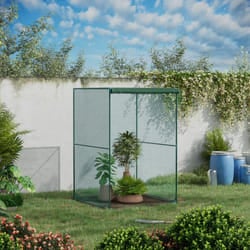 Outsunny Fruit Cage, Plant Protection Tent, 1.2 x 1.2 x 1.8m, Dark Green