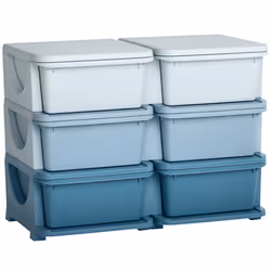 HOMCOM Kids Storage Unit Toy Box Vertical Dresser with Six Drawers - Blue - Additional view 8