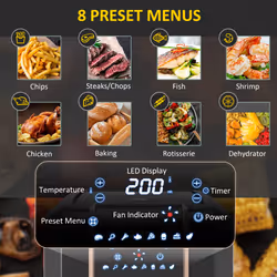 HOMCOM Air Fryer 1700W 6.5L with Digital Display Timer, Black and Gold Tone