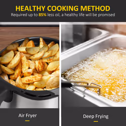 HOMCOM Air Fryer 1700W 6.5L with Digital Display Timer, Black and Gold Tone