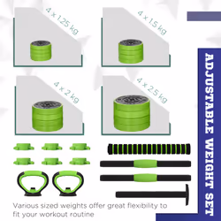 SPORTNOW Weight Dumbbells Set, Barbell, Kettlebell, Push Up Stand, 30kg - Additional view 4