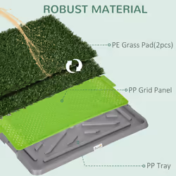 PawHut Dog Toilet with 2 Packs Artificial Grass Pads, 67 x 41cm, Green - Additional view 4