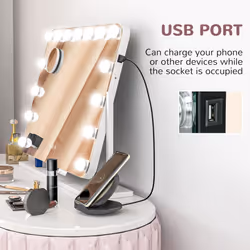 HOMCOM Hollywood Dimmable Lighted Makeup Mirror with Magnifier, USB Port
