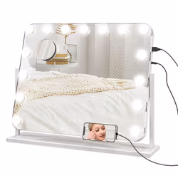 HOMCOM Hollywood Dimmable Lighted Makeup Mirror with Magnifier, USB Port - Additional view 8
