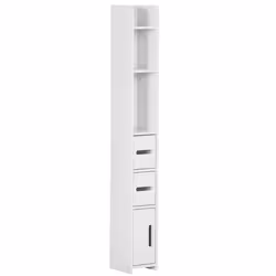 kleankin Freestanding Bathroom Cabinet w/ Open Shelves 3 Cupboards, White - Additional view 8