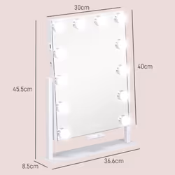 HOMCOM Hollywood Lighted Makeup Mirror with Magnifier, USB Port, Phone Holder