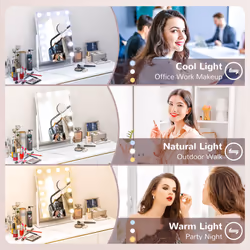 HOMCOM Hollywood Lighted Makeup Mirror with Magnifier, USB Port, Phone Holder - Additional view 5