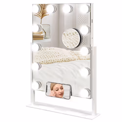 HOMCOM Hollywood Lighted Makeup Mirror with Magnifier, USB Port, Phone Holder - Additional view 8