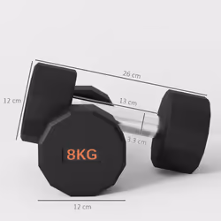 SPORTNOW Dumbbells Weights Set with 12-Sided Shape and Non-Slip Grip, 2 x 8kg - Additional view 6