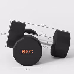 SPORTNOW Dumbbells Weights Set with 12-Sided Shape and Non-Slip Grip, 2 x 6kg - Additional view 6
