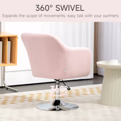 HOMCOM Stylish Retro Linen Swivel Tub Chair Steel Frame Cushion Seat Pink