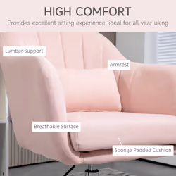 HOMCOM Stylish Retro Linen Swivel Tub Chair Steel Frame Cushion Seat Pink - Additional view 4