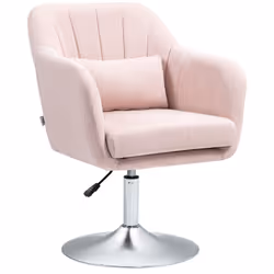 HOMCOM Stylish Retro Linen Swivel Tub Chair Steel Frame Cushion Seat Pink - Additional view 7