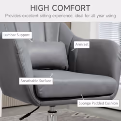 HOMCOM Stylish Retro Swivel Tub Chair Steel Frame Cushion Seat Dark Grey - Additional view 4