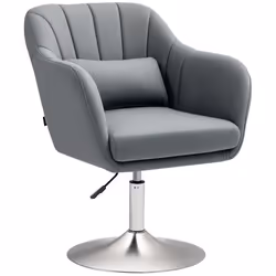 HOMCOM Stylish Retro Swivel Tub Chair Steel Frame Cushion Seat Dark Grey - Additional view 8