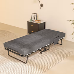 HOMCOM Folding Bed with Mattress Foldable Guest Bed on Wheels w/ Cover Dark Grey - Additional view 8