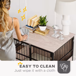 PawHut 80cm Dog Crate Furniture Dog Cage End Table Indoor w/ Doors, Cushion - Additional view 5