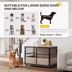 PawHut 100cm Dog Crate Furniture Dog Cage End Table Indoor w/ Doors, Cushion - Additional view 10