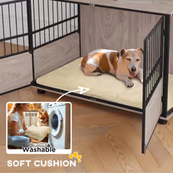 PawHut 100cm Dog Crate Furniture Dog Cage End Table Indoor w/ Doors, Cushion - Additional view 11