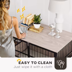 PawHut 100cm Dog Crate Furniture Dog Cage End Table Indoor w/ Doors, Cushion - Additional view 5