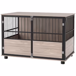 PawHut 100cm Dog Crate Furniture Dog Cage End Table Indoor w/ Doors, Cushion - Additional view 8