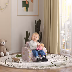AIYAPLAY Kids Sofa Bed Folding Toddler Couch Armchair Recliner Pink