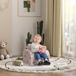 AIYAPLAY Kids Sofa Bed Folding Toddler Couch Armchair Recliner Pink