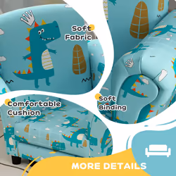 AIYAPLAY 2 Piece Kids Sofa Set with Dinosaur Design, for Nursery, Blue - Additional view 4