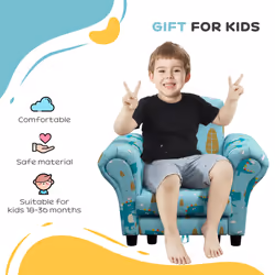 AIYAPLAY 2 Piece Kids Sofa Set with Dinosaur Design, for Nursery, Blue - Additional view 5