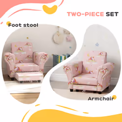 AIYAPLAY Kids Sofa Set Toddler Armchair with Footrest, Children Chair, Pink